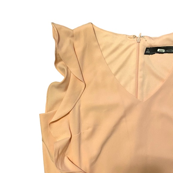 CHETTA B pink blush v-neck ruffle dress size 10 - Picture 2 of 6